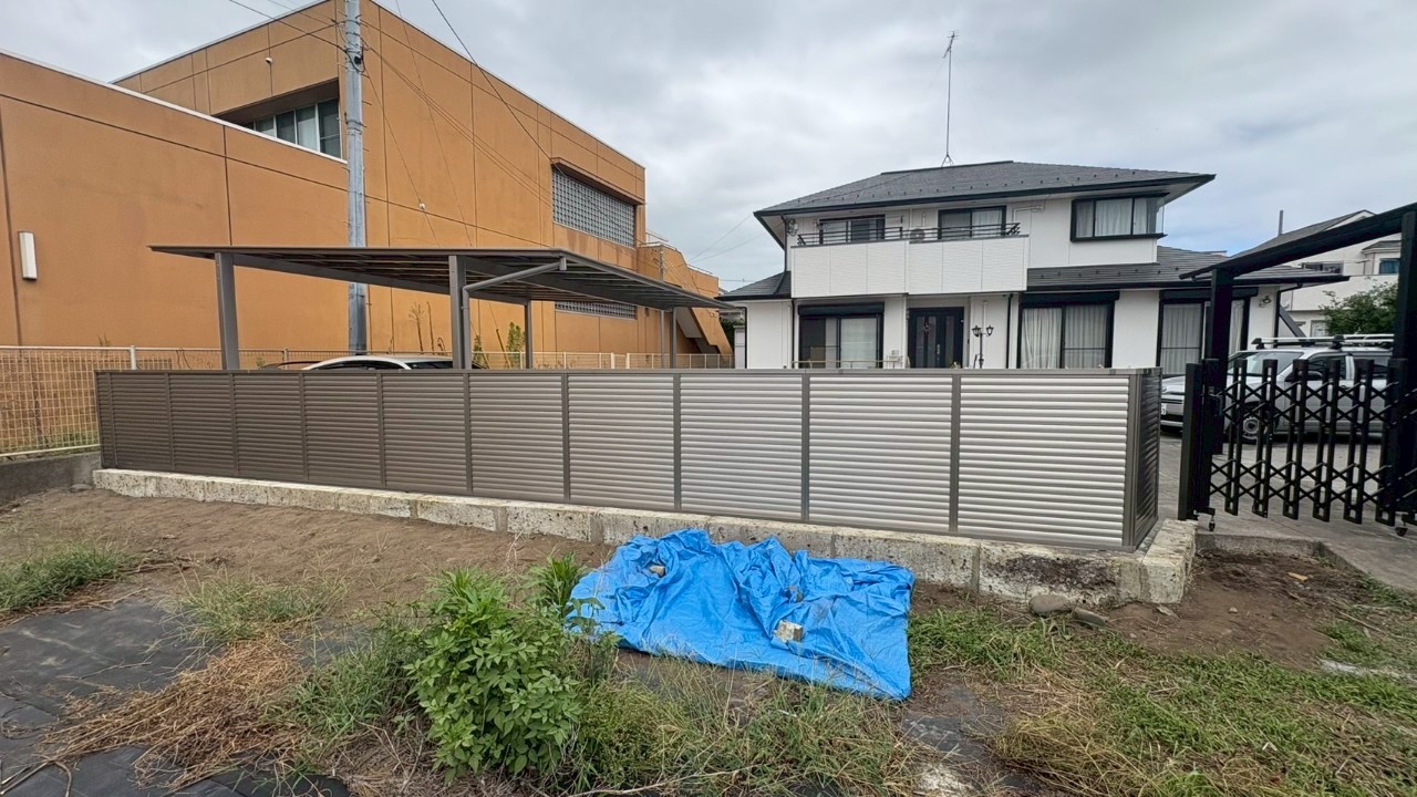 カーポート・フェンス設置／コンクリート舗装／砕石敷設／立柱栓設置＠栃木県河内郡上三川町