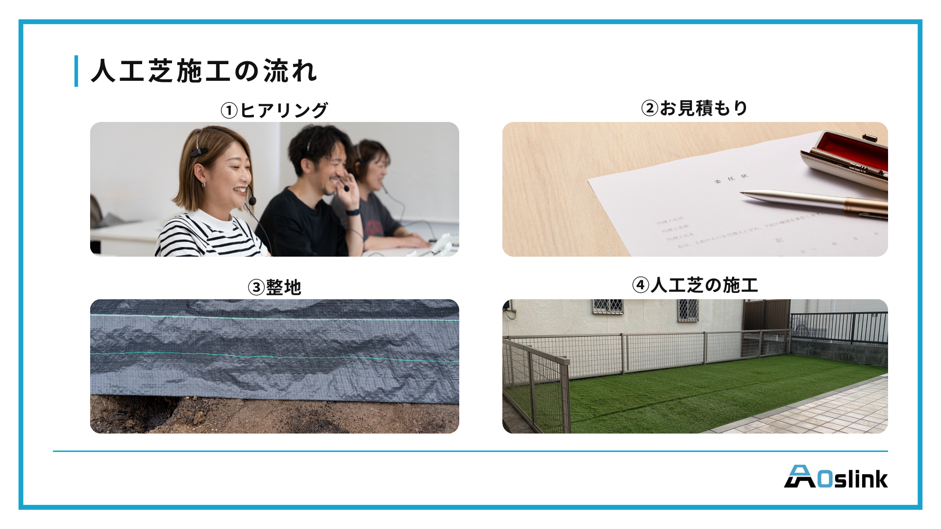 人工芝施工の流れ　栃木 