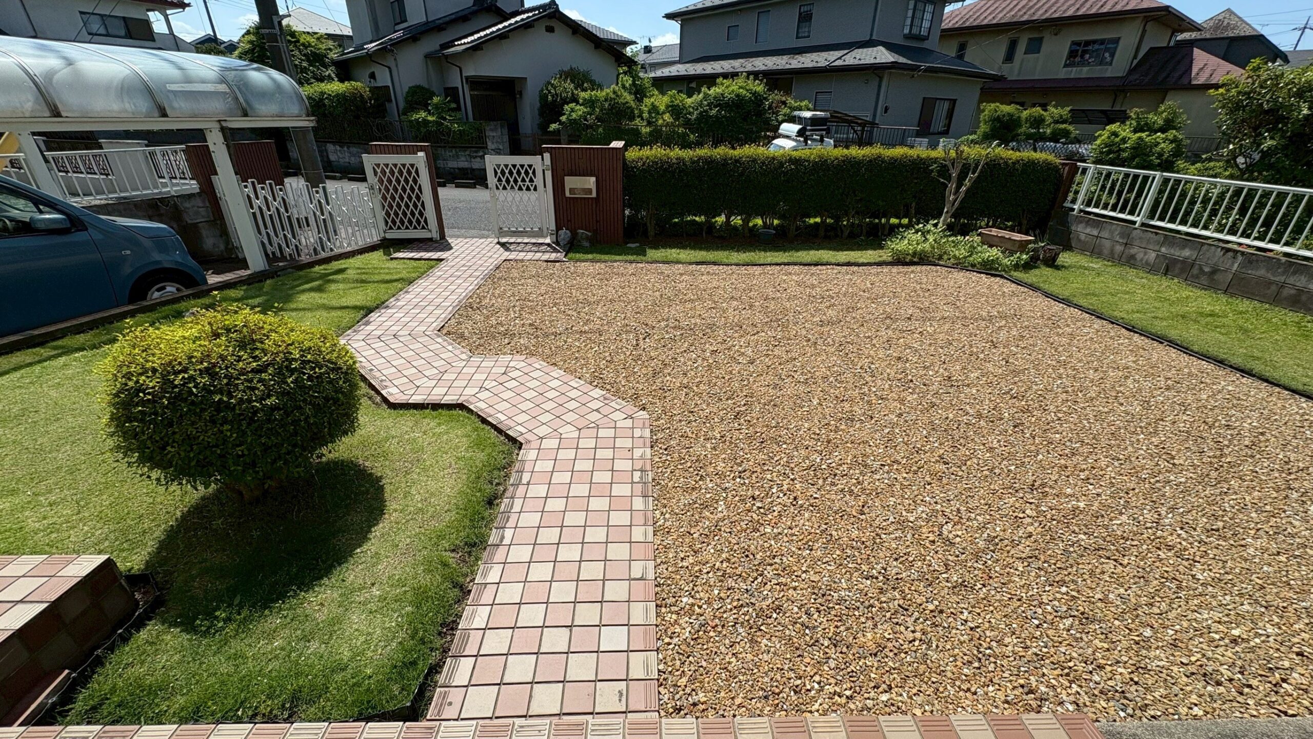 樹木・芝生撤去/防草シート・砕石敷設工事@栃木県宇都宮市