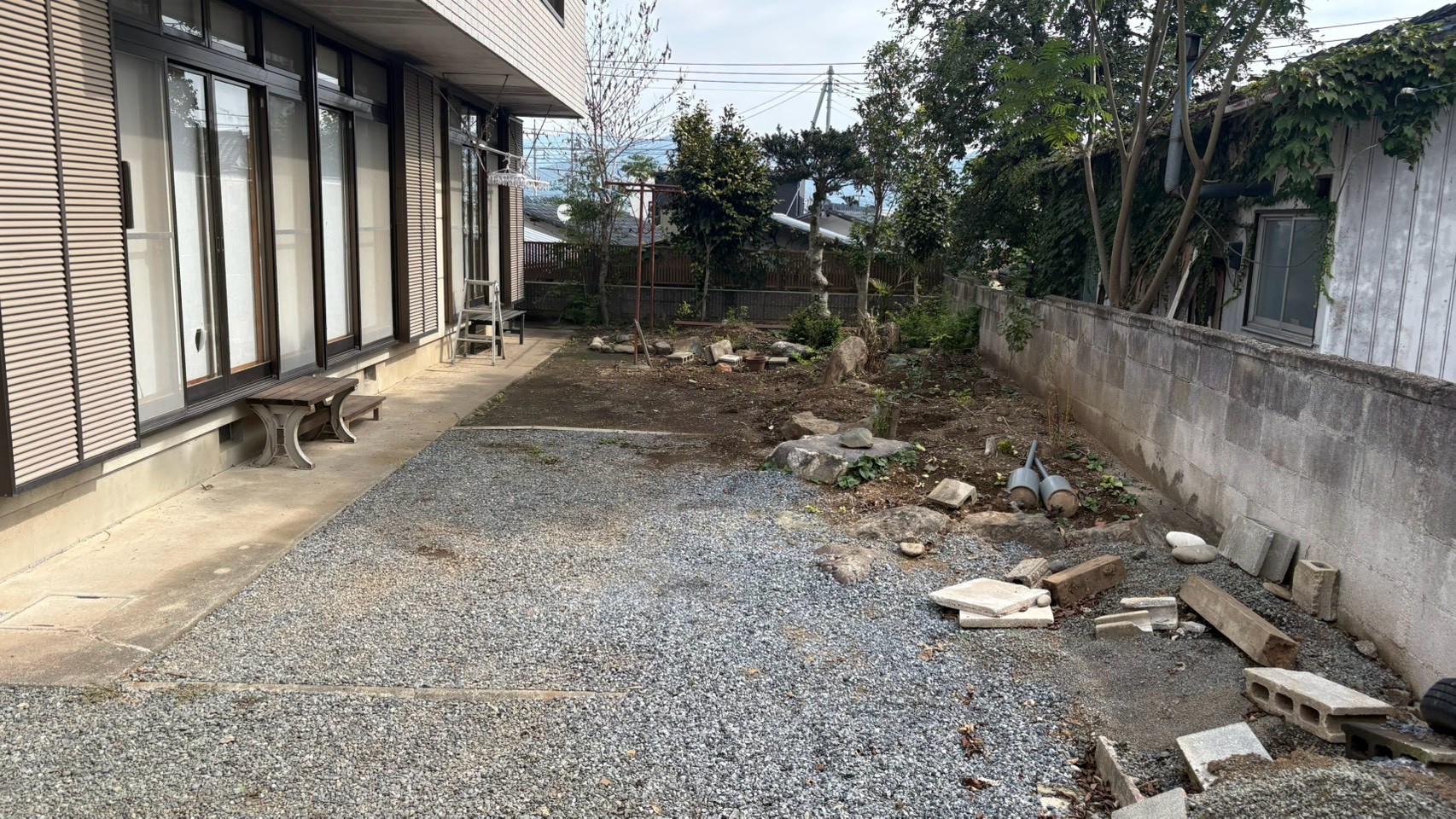 伐根／庭石撤去／砂利敷設工事 ＠群馬県桐生市