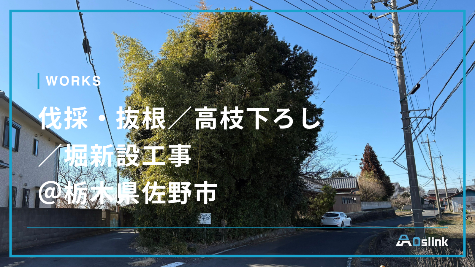 伐採・抜根／高枝下ろし ／堀新設工事＠栃木県佐野市